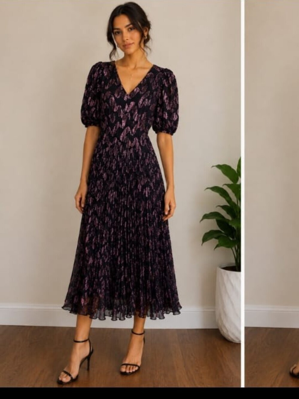 Rebbeca Tylor Elegant Black and Pink Metalic Dress Size 4